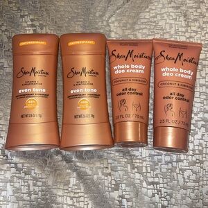 2 shea moisture even tone antiperspirant deodorant & 2 whole body cream bundle